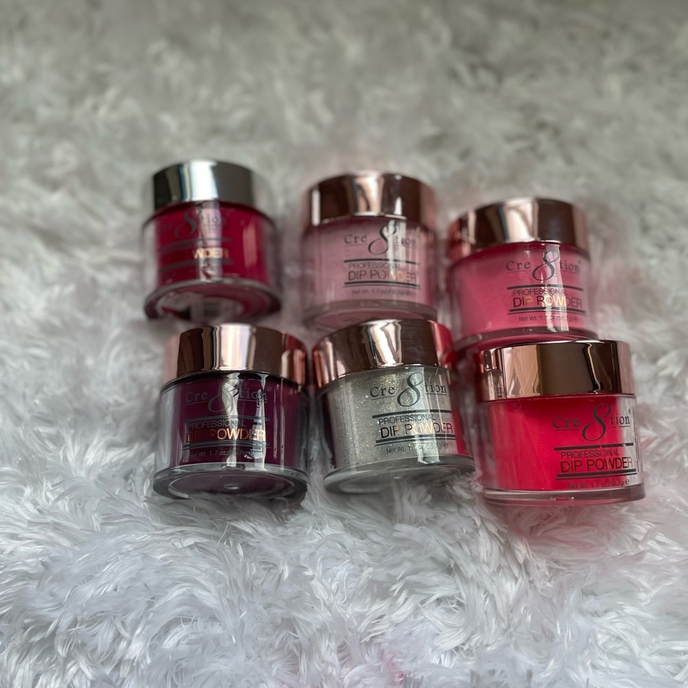 Dip Powder Set - Red, Pink, Silver